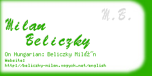 milan beliczky business card